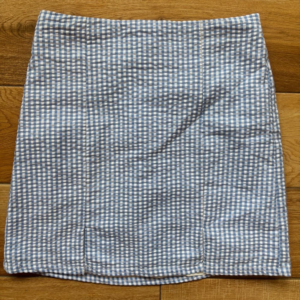 No Boundaries Blue and White Gingham Mini Skirt